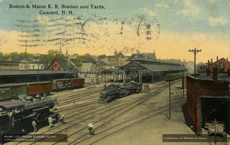 Postcard: Boston & Maine Railroad Station and Yards, Concord, New Hampshire
